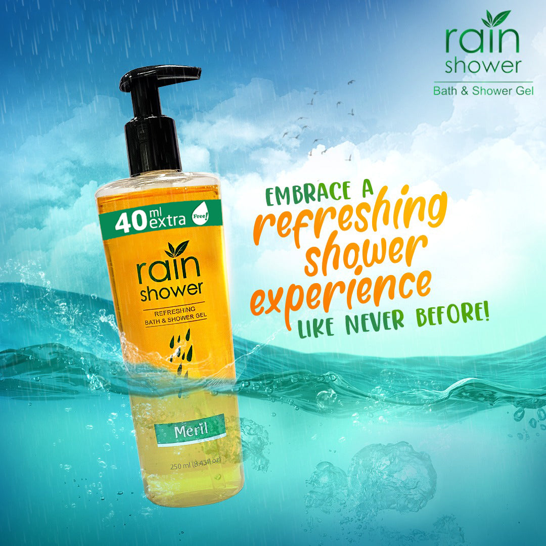 Meril Rain Shower Refreshing Bath &amp; Shower Gel 250ml (40ml Extra Free)