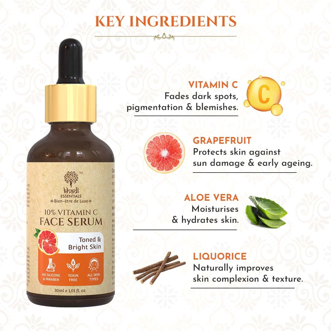 Khadi Essentials 10% Vitamin C Face Serum With Grapefruit (30ml)