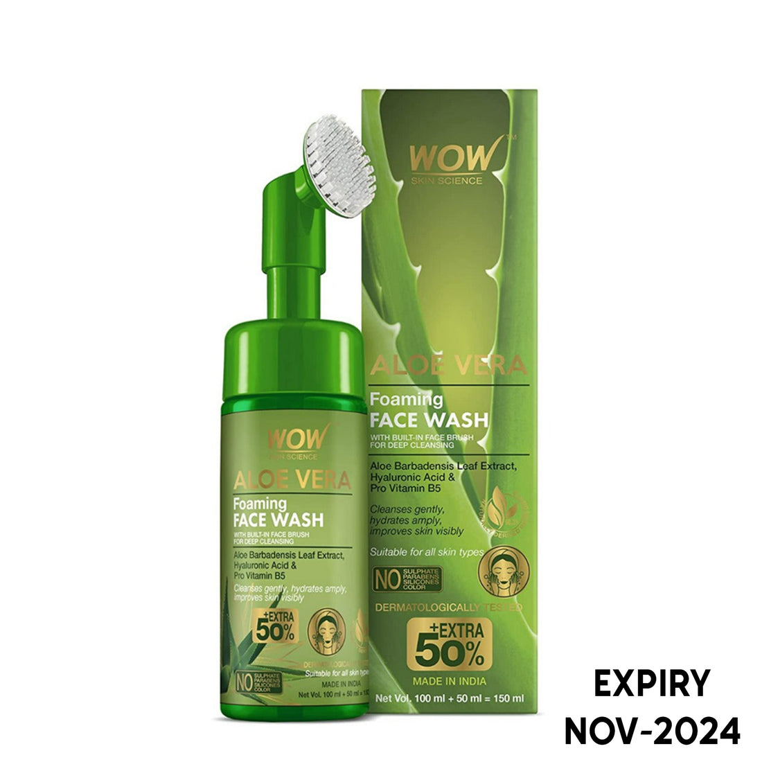 Wow Skin Science Aloe Vera Face Wash with Brush (150ml)