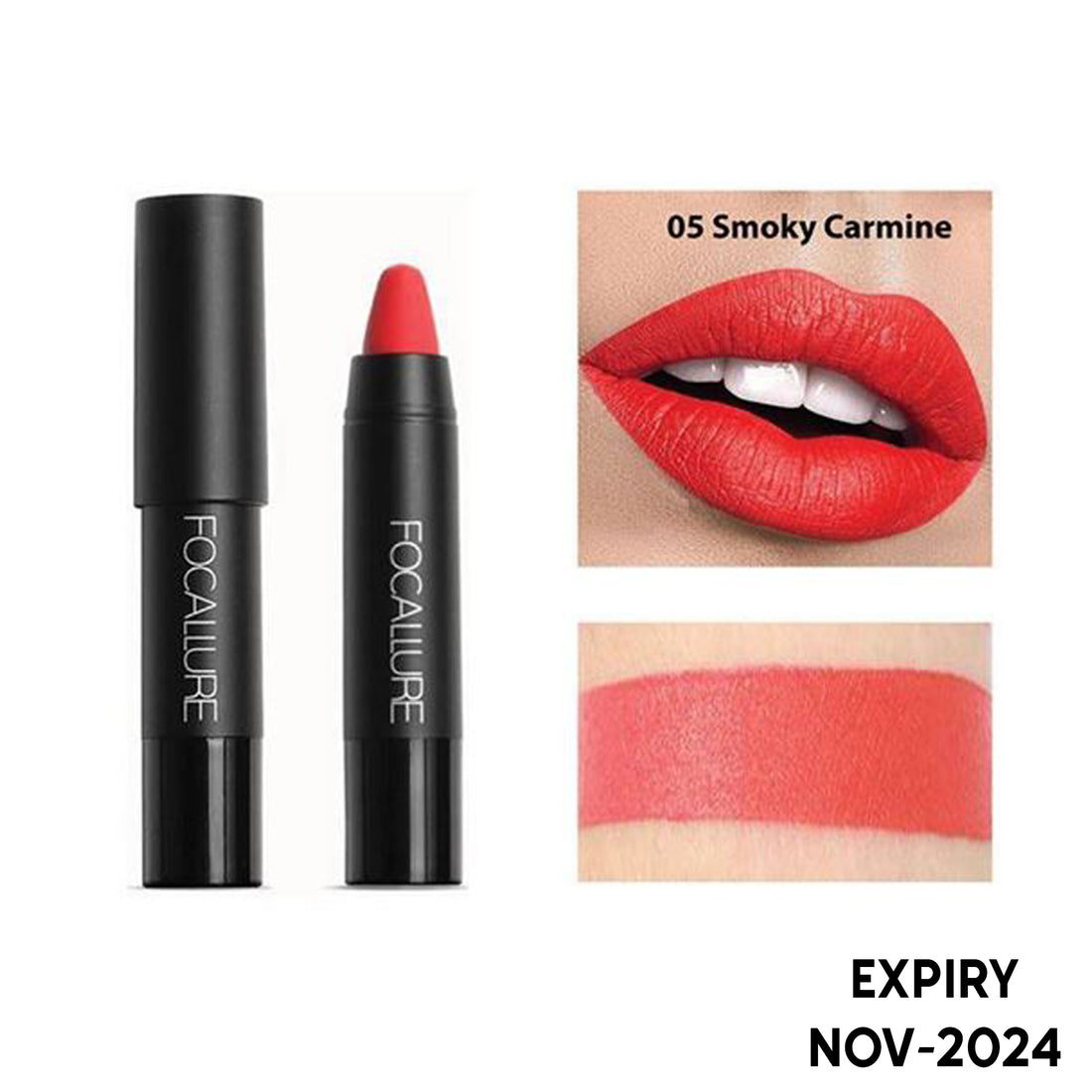 FA 22 - Focallure Matte Lips Crayon Lipstick (6gm) - 05 Smoky Carmine