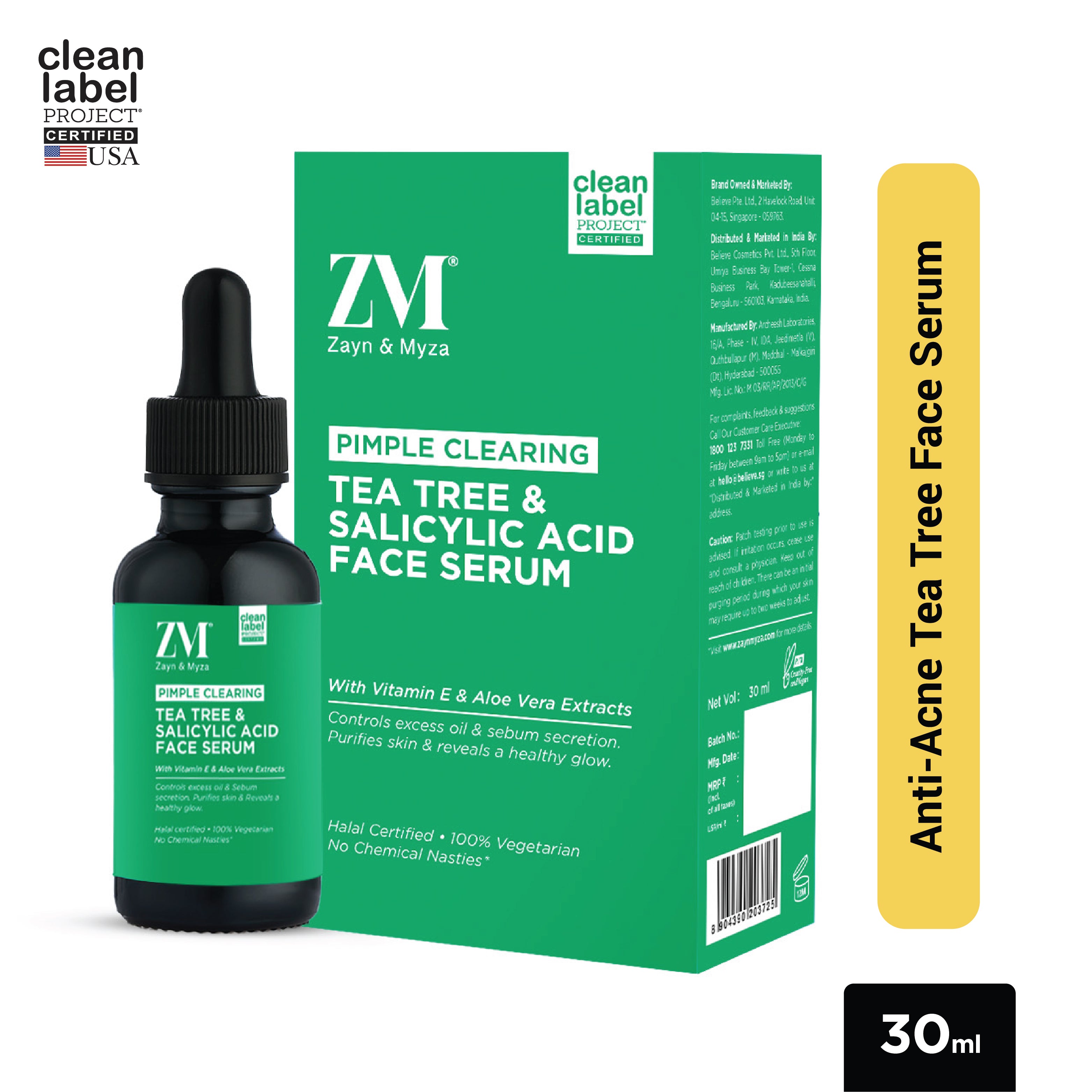 Zayn &amp; Myza Tea Tree &amp; Salicylic Acid Face Serum (30ml)