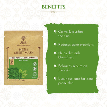 Khadi Essentials Neem Sheet Mask with Tea Tree for Acne and Spot Control (25ml)