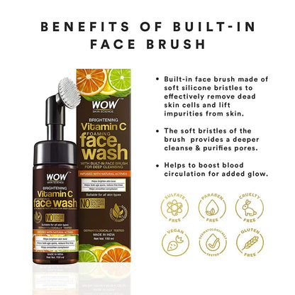 Wow Skin Science Vitamin C Face Wash with Brush (150ml)