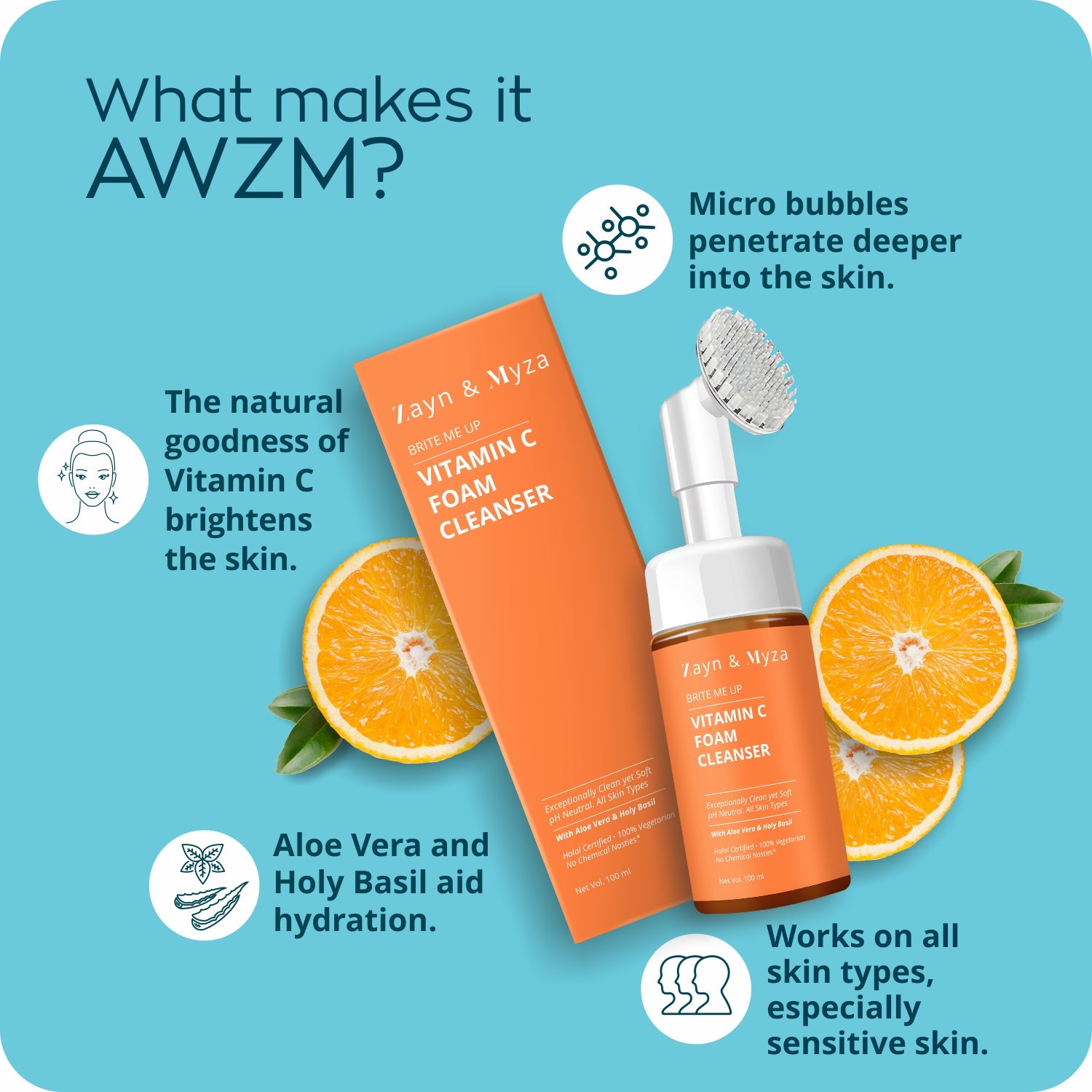Zayn &amp; Myza Foaming Face Wash Dubai (100ml) - Vitamin C