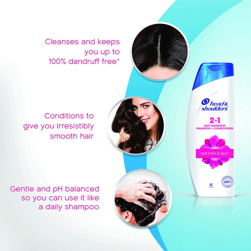 Head &amp; Shoulders 2-in-1 Smooth and Silky Anti Dandruff Shampoo + Conditioner for Women and Men