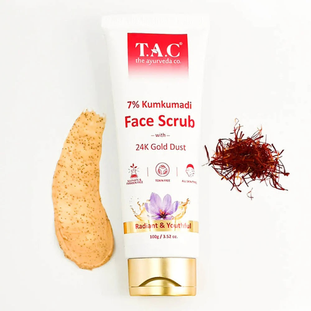TAC - The Ayurveda Co. 7% Kumkumadi Face Scrub with 24K Gold Dust (100gm)