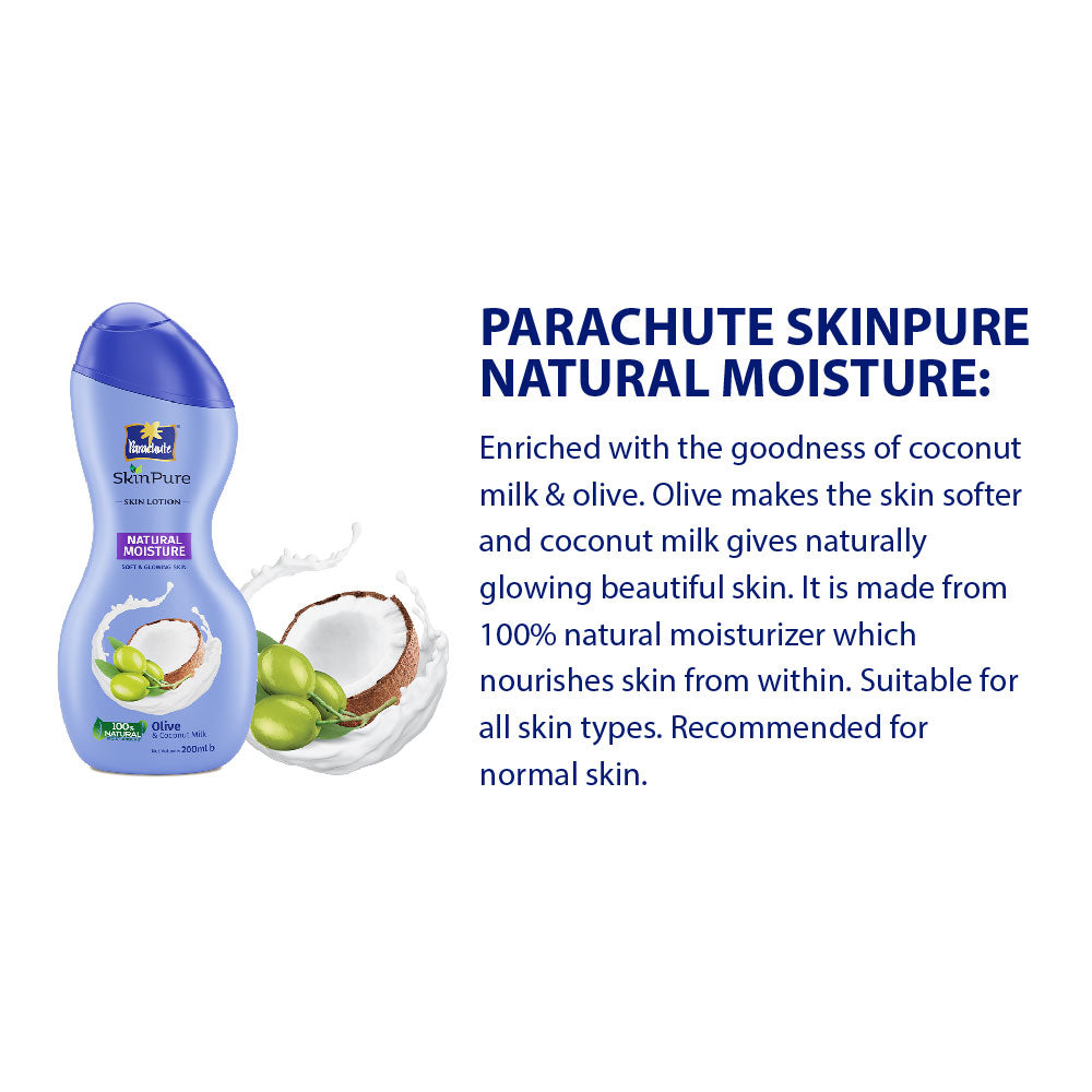 Parachute SkinPure Skin Lotion Natural White 300ml (100ml Natural Moisture Lotion Free)