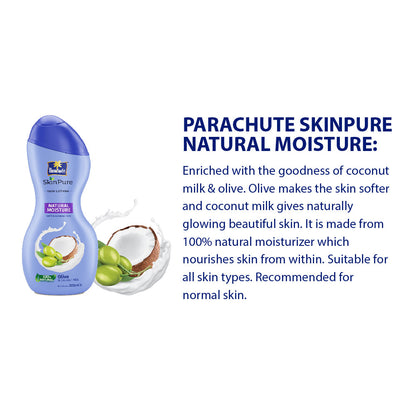 Parachute SkinPure Skin Lotion Natural White 300ml (100ml Natural Moisture Lotion Free)
