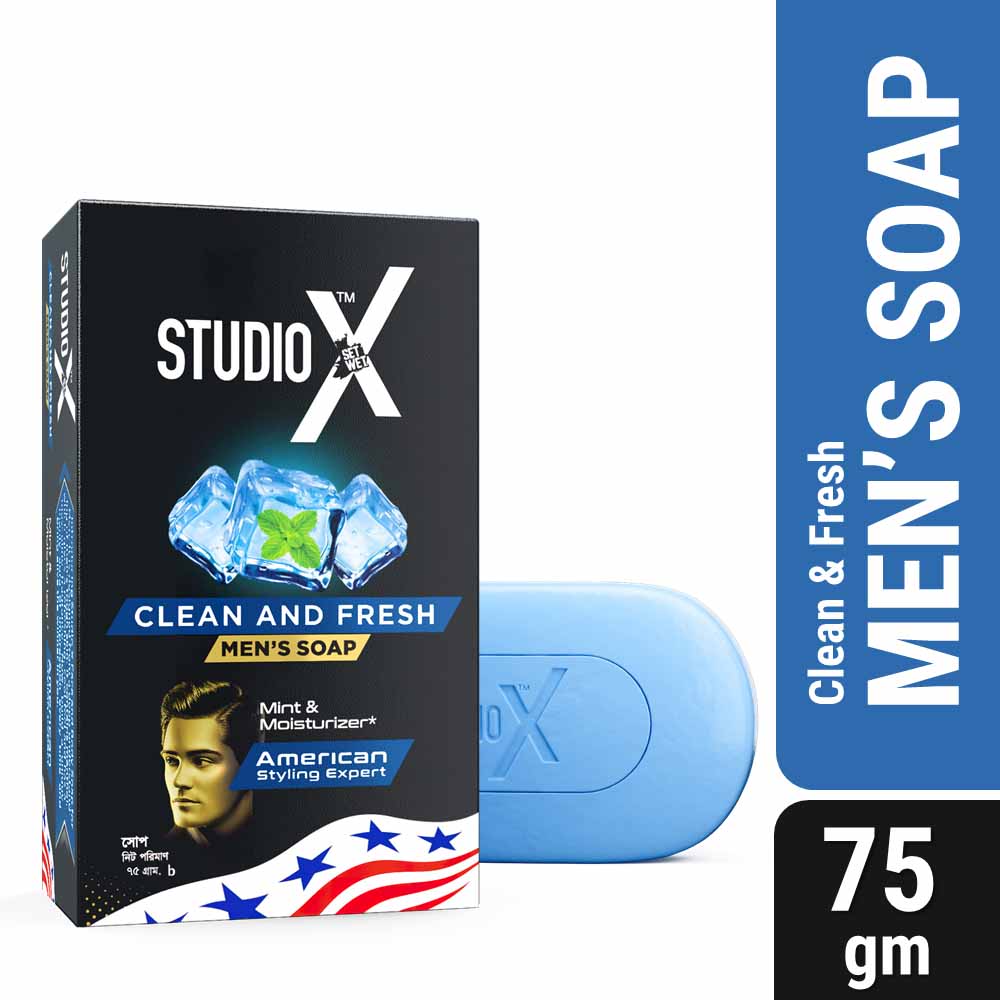 Studio X Clean &amp; Strong Shampoo for Men 355ml (75gm X 2 Soap Free)