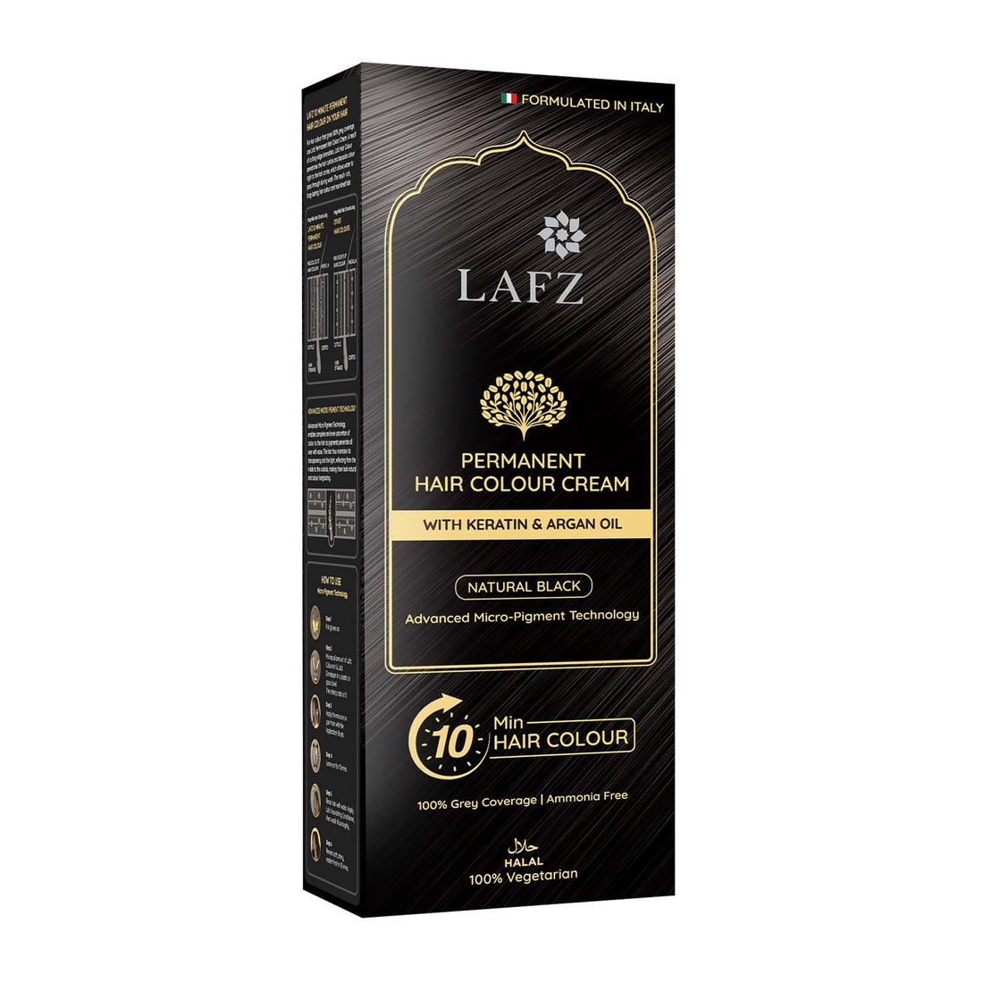 Lafz Permanent 10 Min Hair Color Cream Dubai (40ml) - Natural Black