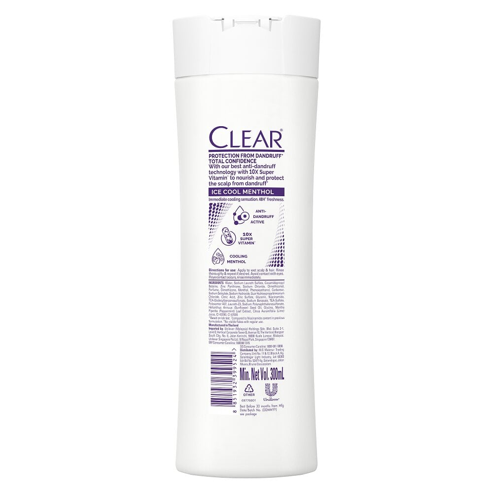 Clear Ice Cool Menthol Anti-Dandruff Shampoo 300ml (Unilever Original)