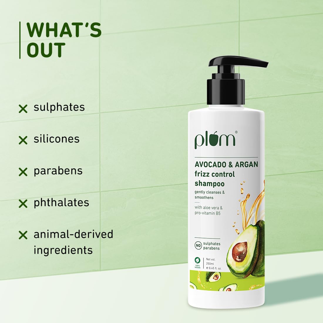 Plum Avocado &amp; Argan Frizz Control Shampoo (250ml)