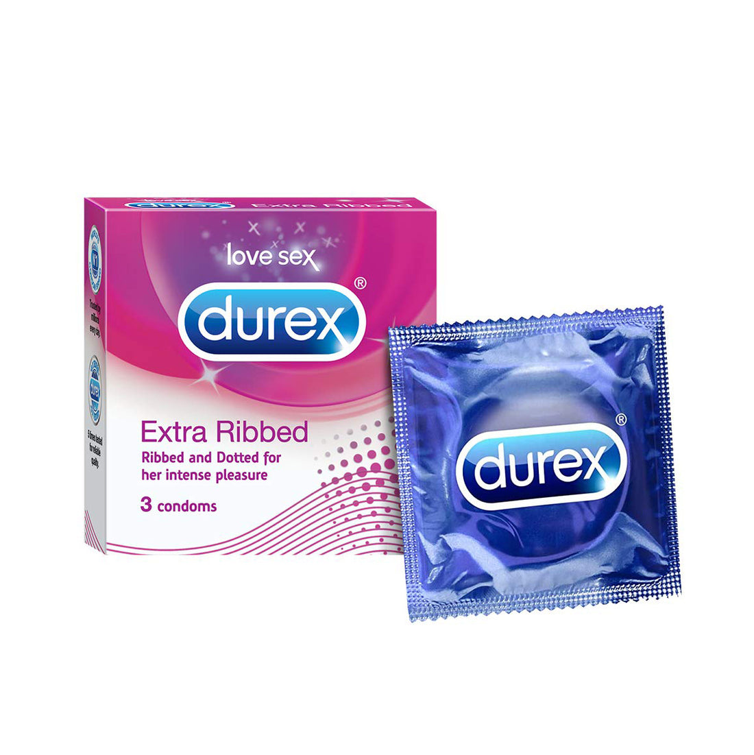 Durex Extra Ribbed Condoms - 3pcs