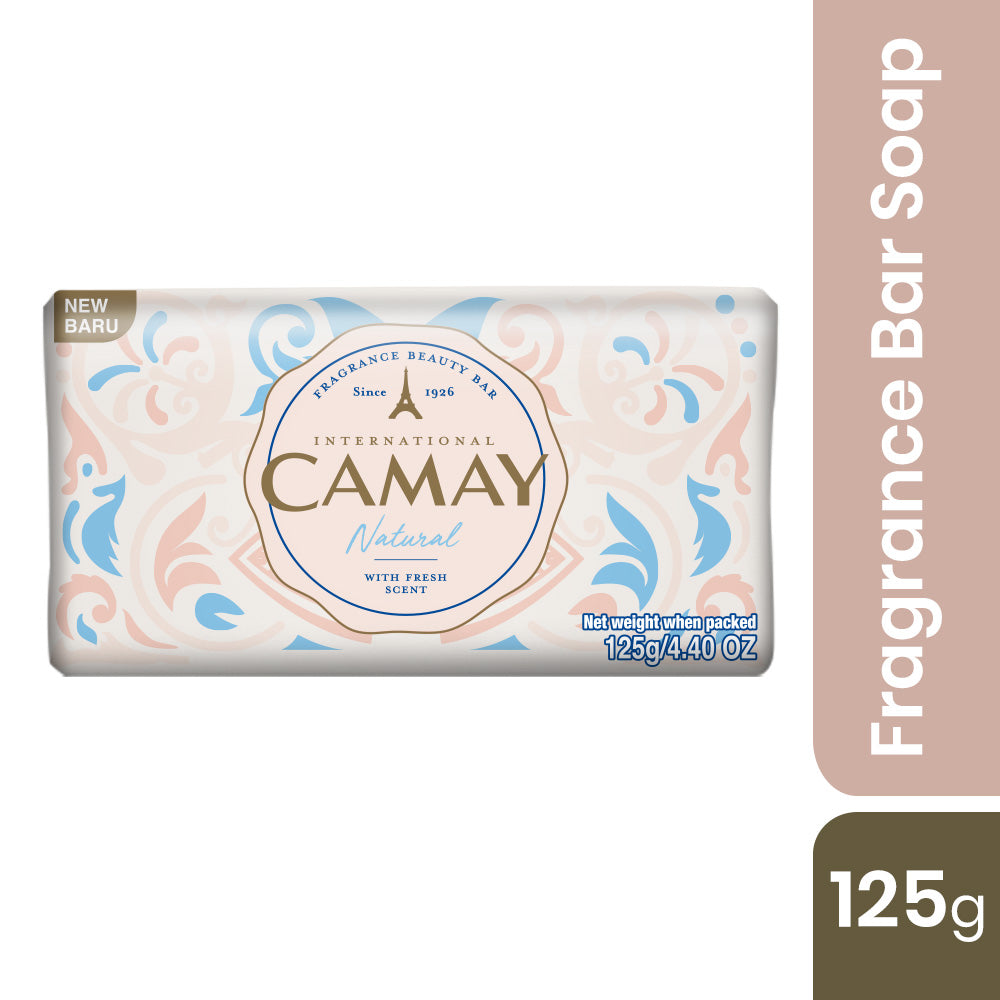 Camay Beauty Bar Soap Natural Fresh Scent with Cedarwood &amp; Bergamot 125gm