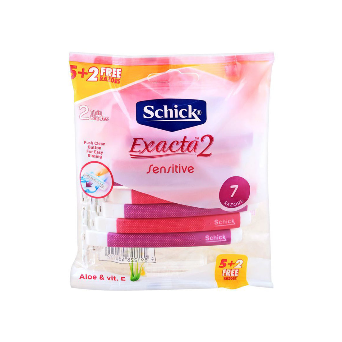 Schick Exacta 2 Sensitive Disposable Razor with Vitamin E for Women (5+2)
