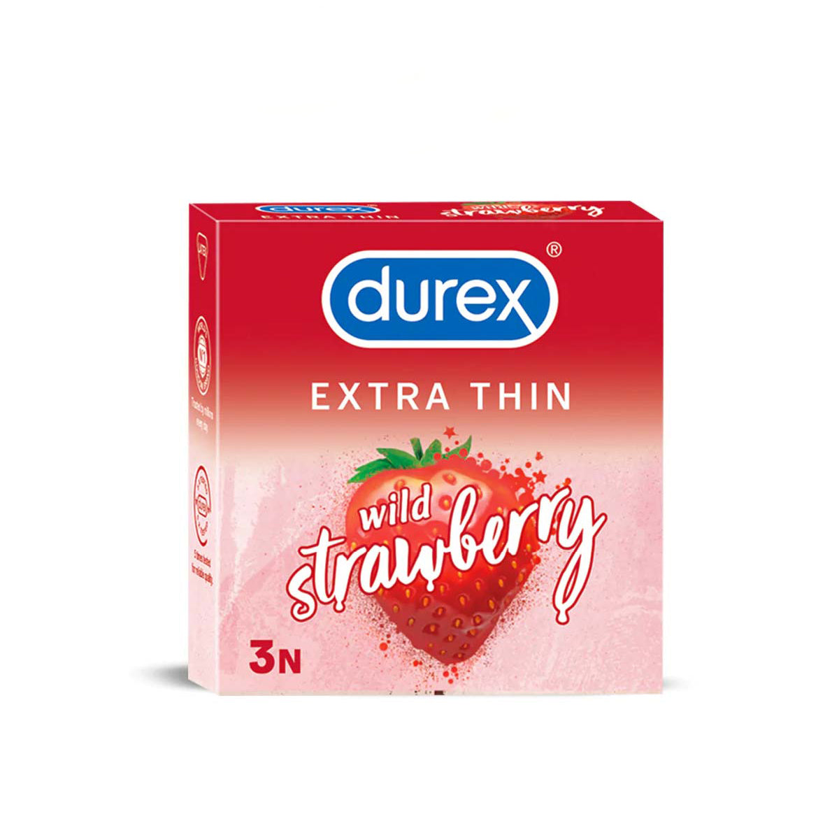 Durex Extra Thin Wild Strawberry Flavored Condoms - 3pcs