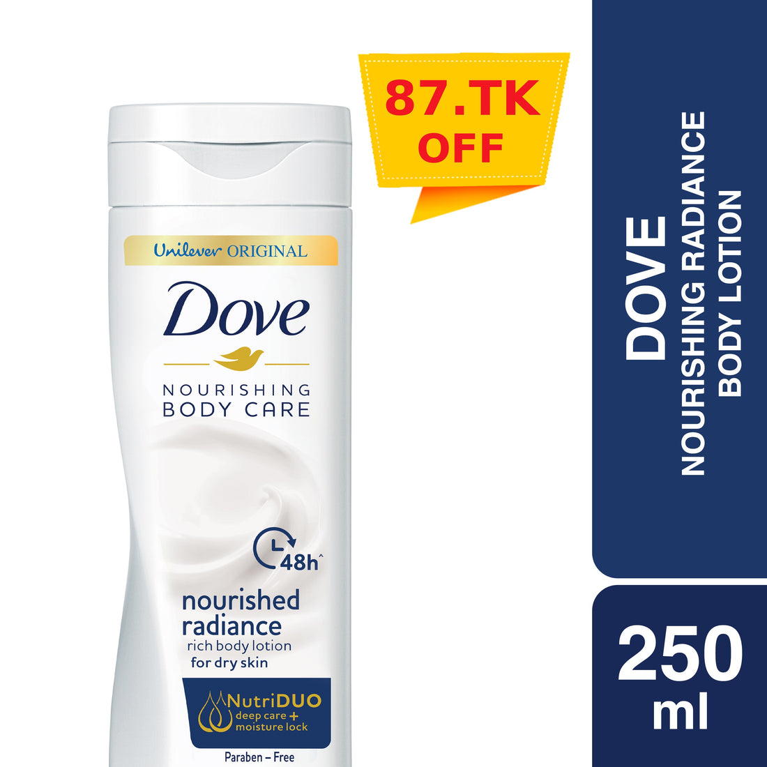 Dove Body Lotion Nourishing Radiance 250ml (Buy 1 Get 87.TK OFF)