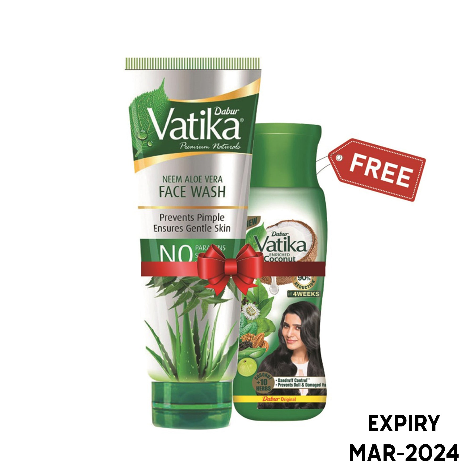 Dabur Vatika Neem Aloe Vera Face Wash - 100ml (Free Vatika Hair Oil 75 ml)