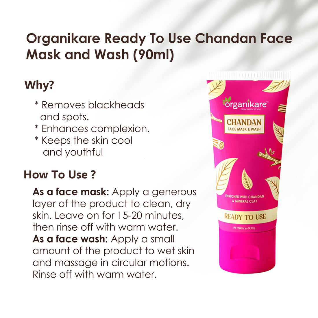 Organikare Ready To Use Chandan Face Mask and Wash (90ml)
