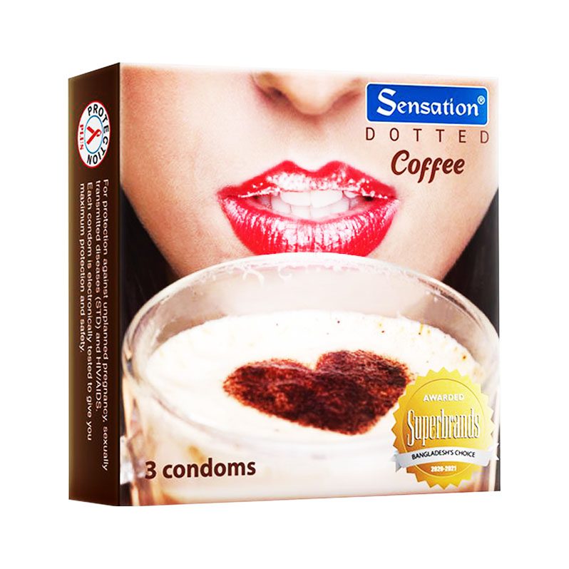 Sensation Dotted Coffee Flavored Condom 3 Piece