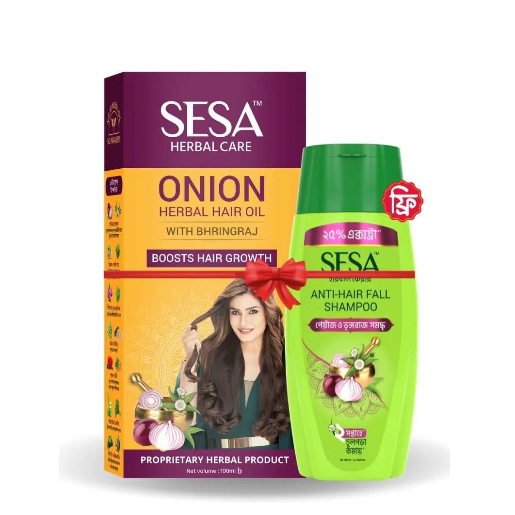 SESA Onion Herbal Hair Oil 100ml and (Free Anti Hairfall Herbal Shampoo 75ml)