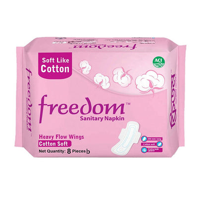Freedom Sanitary Napkin Heavy Flow Cotton 8 Pads (Buy 1 Get 1 Free)