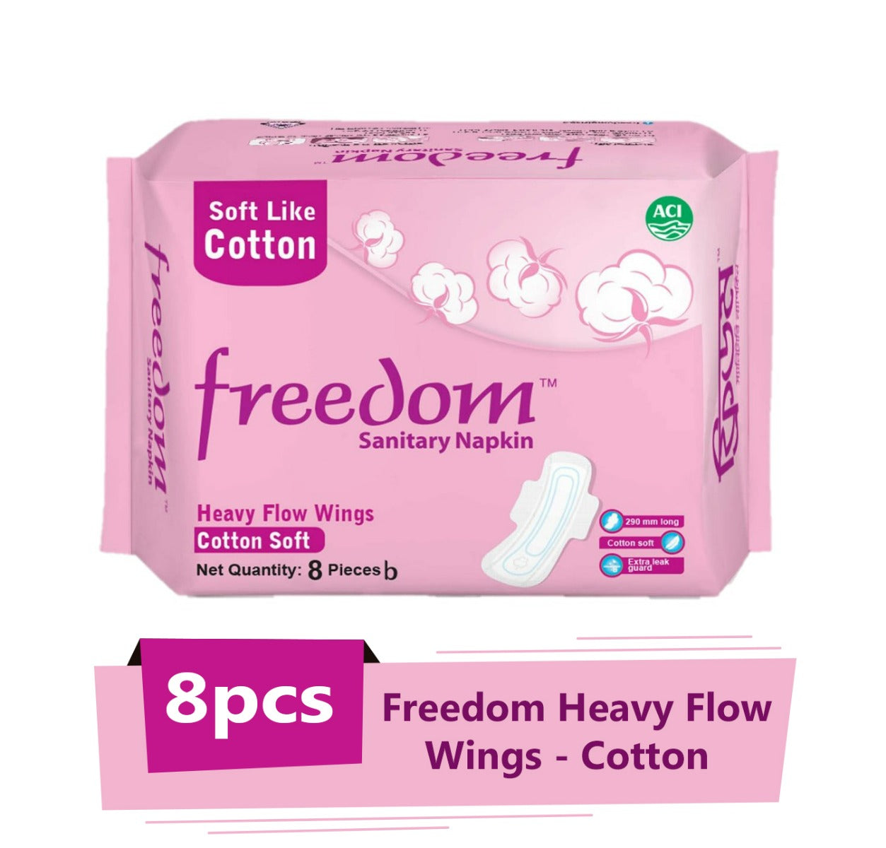 Freedom Sanitary Napkin Heavy Flow Cotton 8 Pads (Buy 1 Get 1 Free)