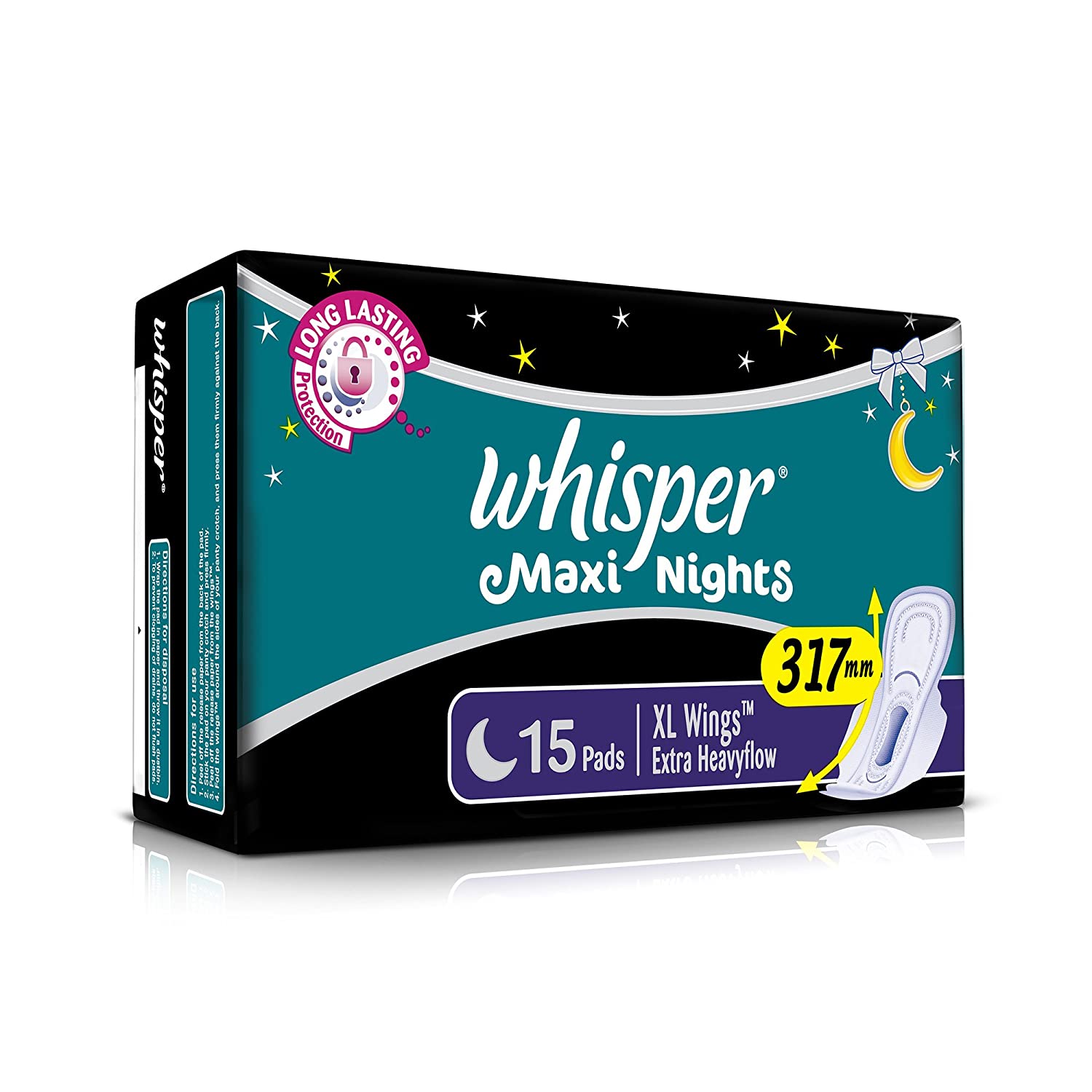 Whisper Maxi Nights Wings Heavy Flow Sanitary Pads for Women - XL