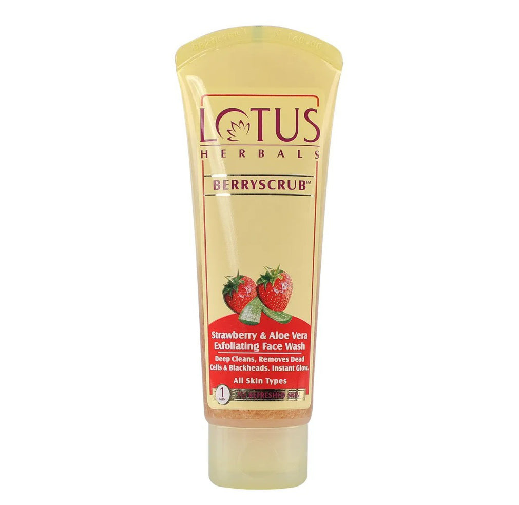 Lotus Herbals Berryscrub Strawberry and Aloe Vera Exfoliating Face Wash (120g)