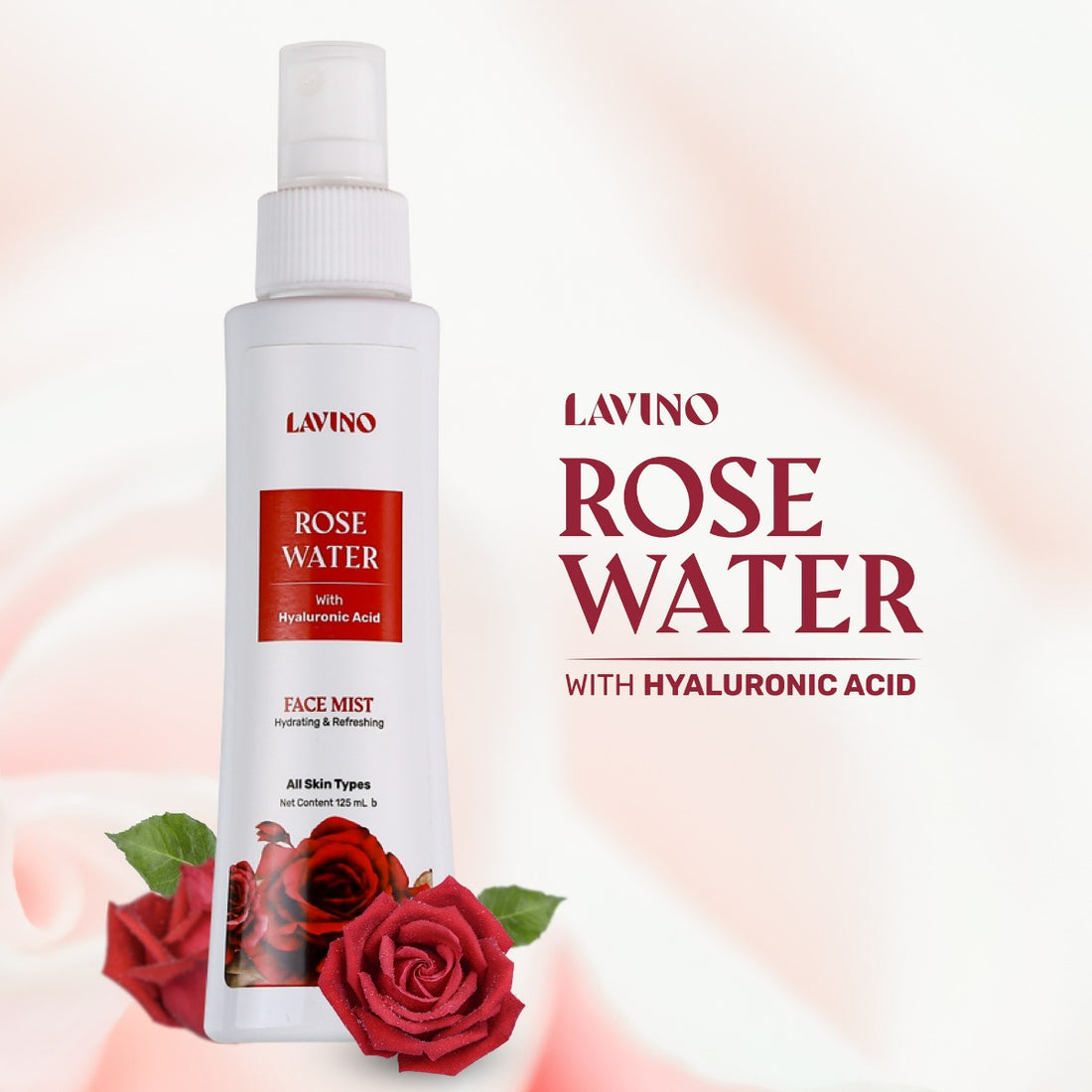 Lavino Rose Water Face Mist with Hyaluronic Acid (125ml)