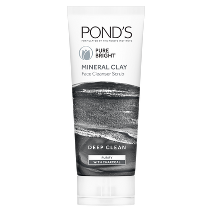 Ponds Pure White Mineral Clay Face Cleanser Scrub with Charcoal (90gm)