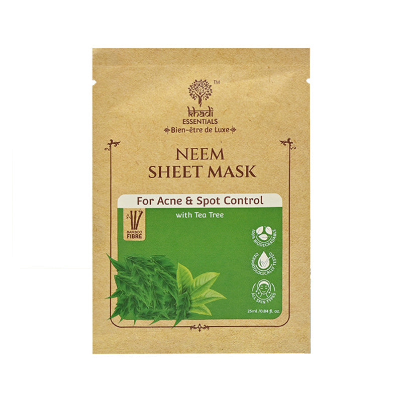 Khadi Essentials Neem Sheet Mask with Tea Tree for Acne and Spot Control (25ml)