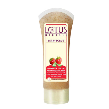 Lotus Herbals Berryscrub Strawberry and Aloe Vera Face Wash Scrub Gel (80gm)