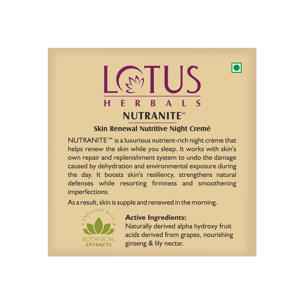 Lotus Herbals Nutranite Skin Renewal Nutritive Night Creme (50gm)