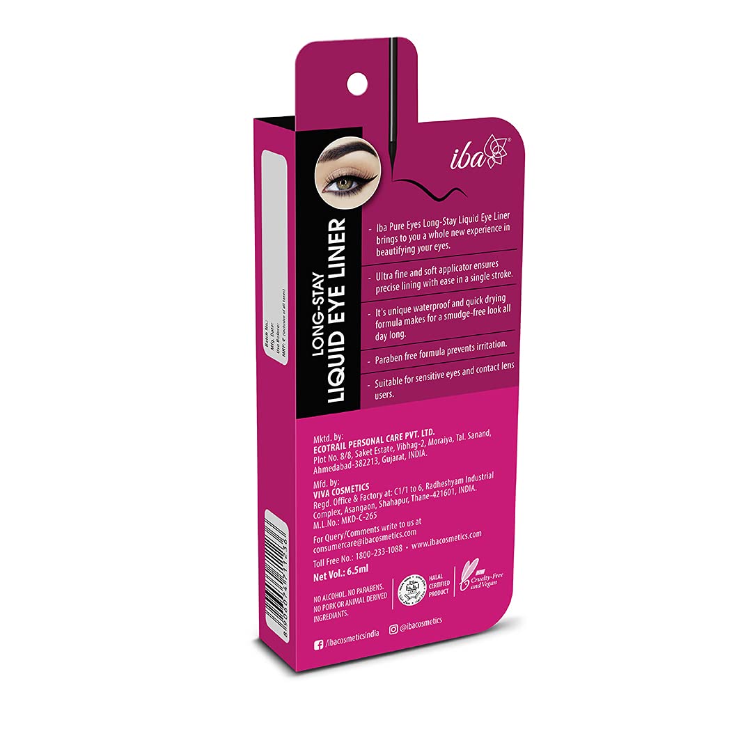 Iba Long Stay Liquid Eyeliner (6.5ml) - Jet Black
