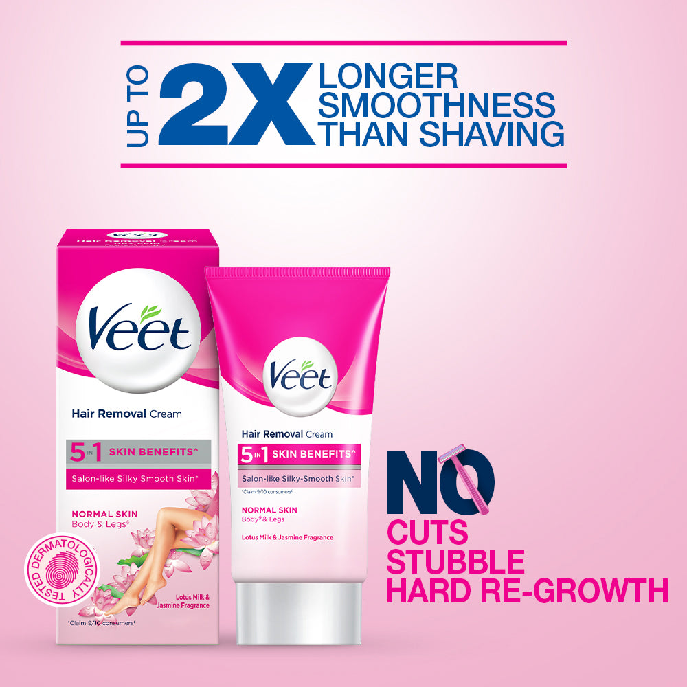 Veet Hair Removal Cream Normal Skin (25gm) Pack of 2 (25gx2) - Free 2 Dettol¬†Mini¬†Soap
