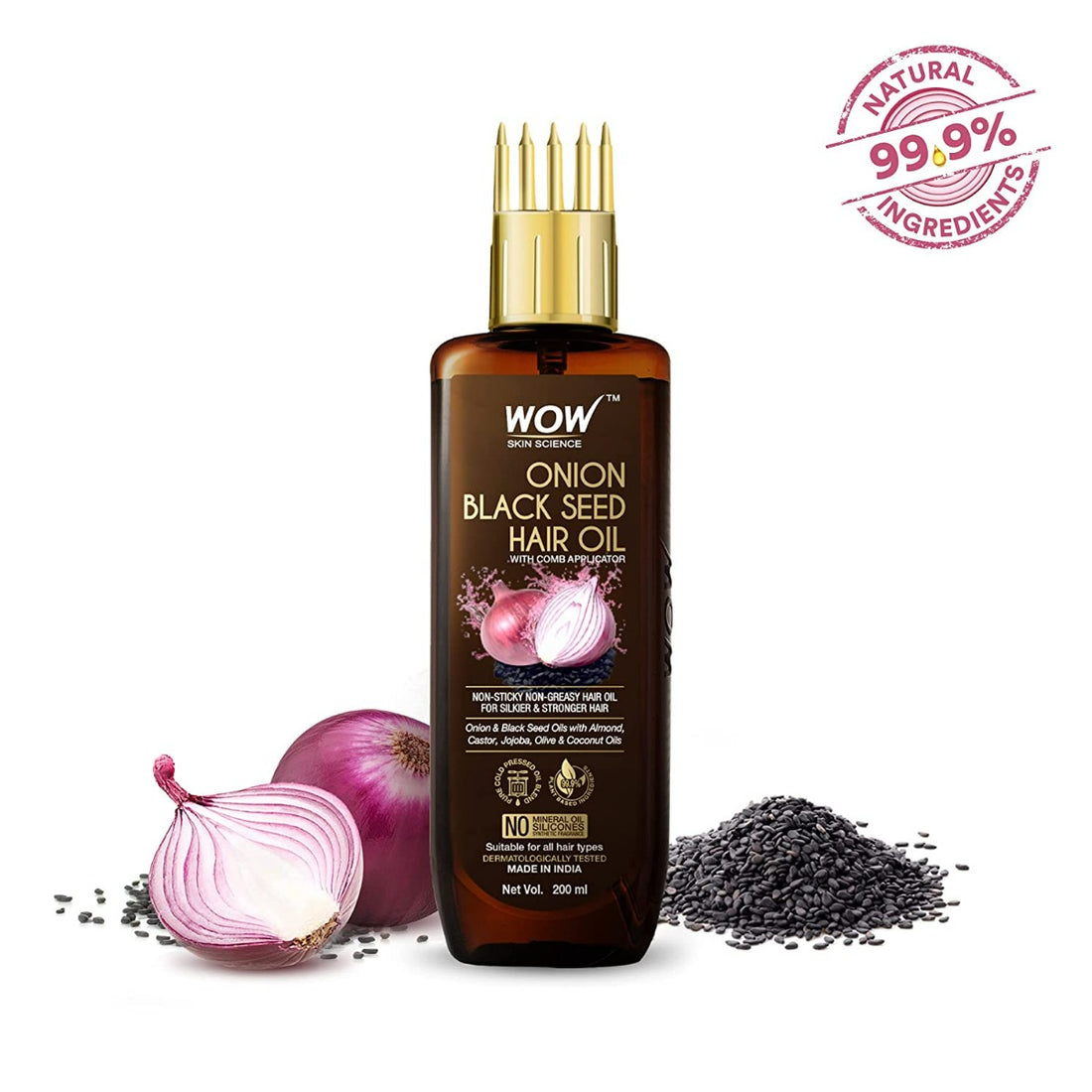 Wow Skin Science Onion Black Seed Hair Oil With Comb