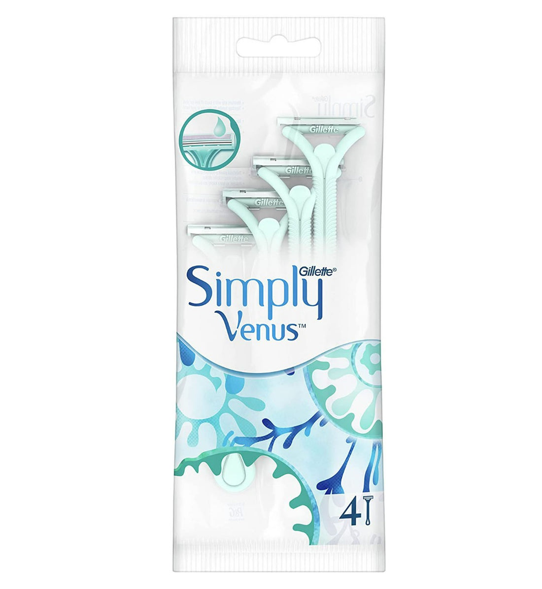 Gillette Simply Venus 2 Blades Disposable Razors for Women - 4pcs
