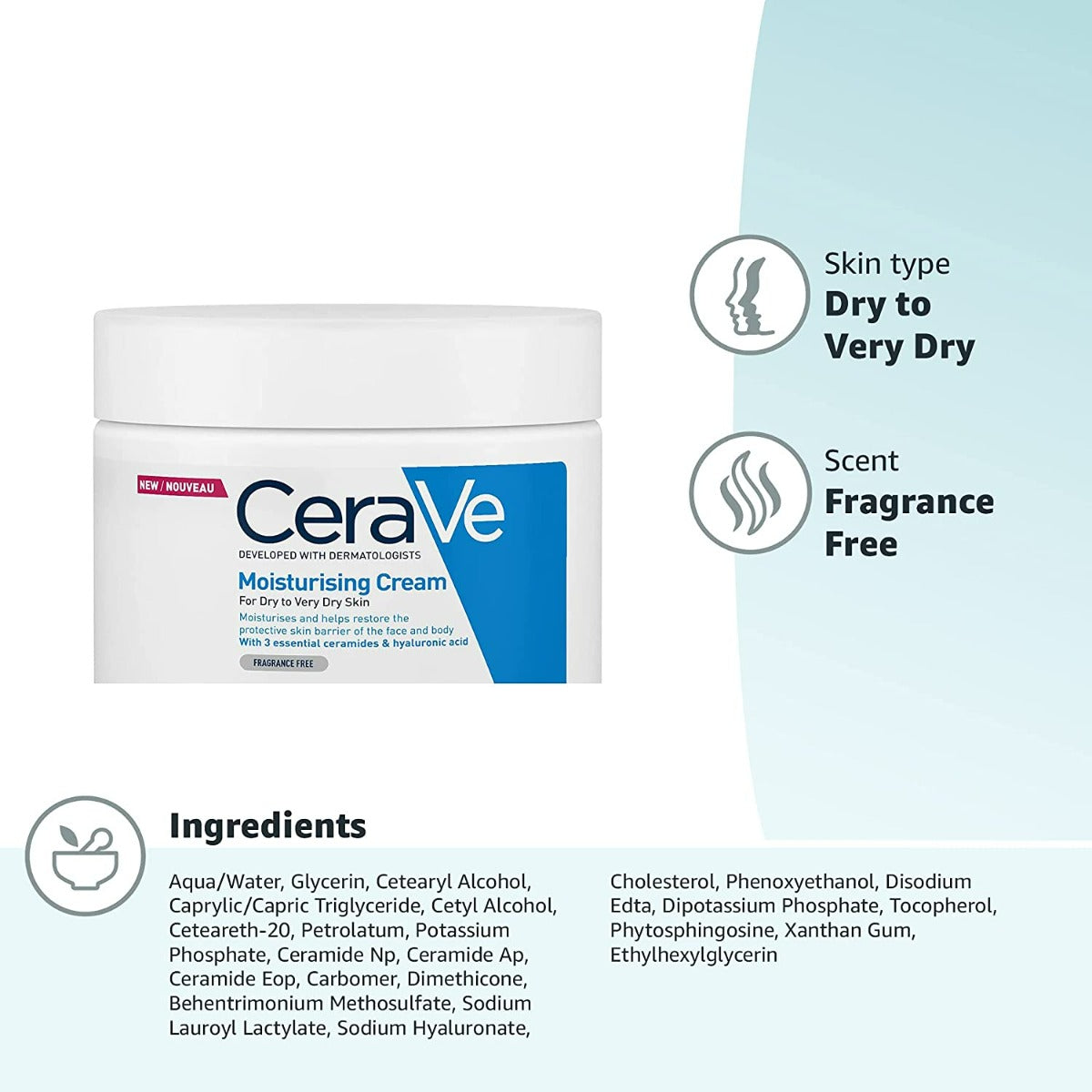 CeraVe Moisturising Cream For Dry To Very Dry Skin (454g)
