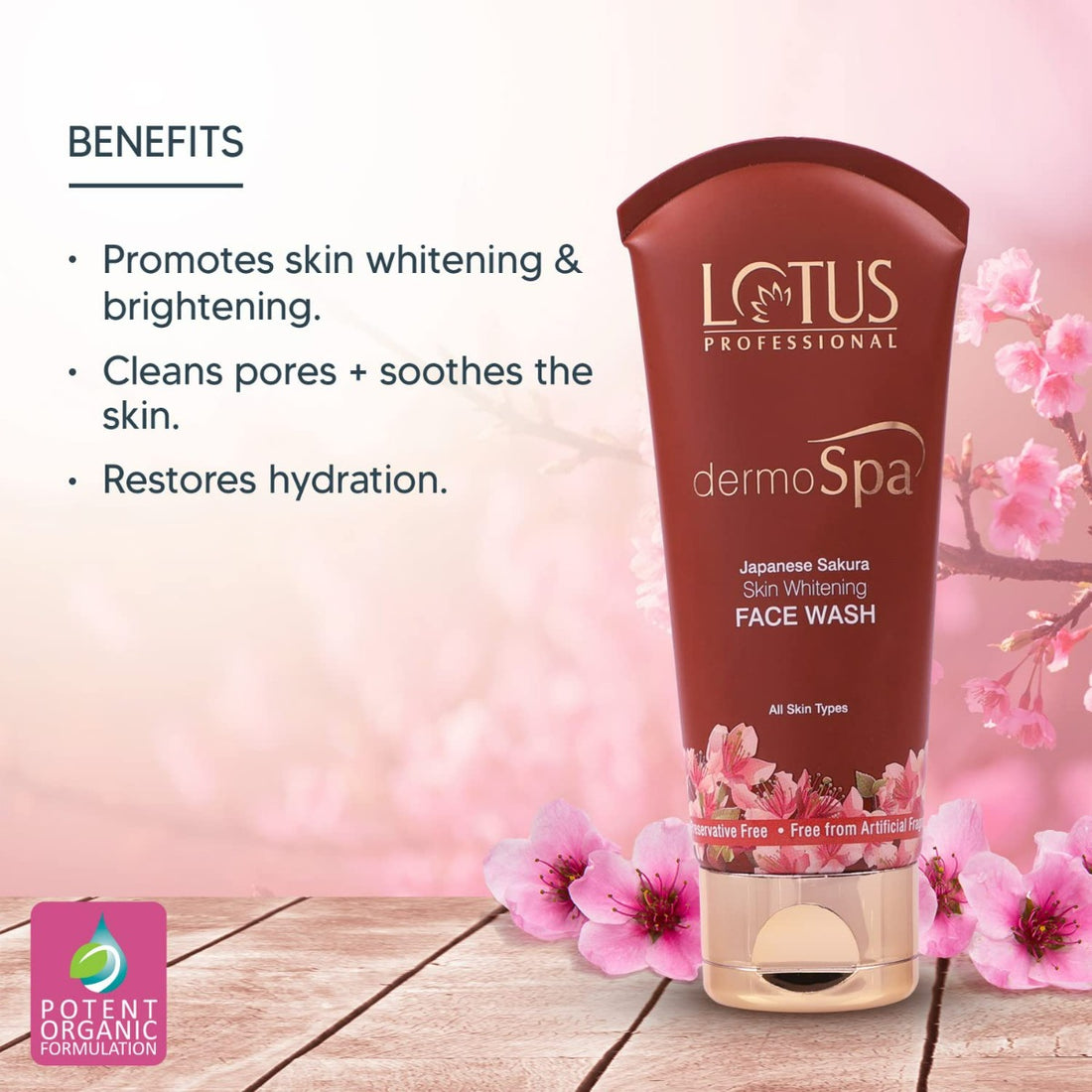 Lotus Herbals Dermo Spa Japanese Sakura Skin Whitening Face Wash (80gm)