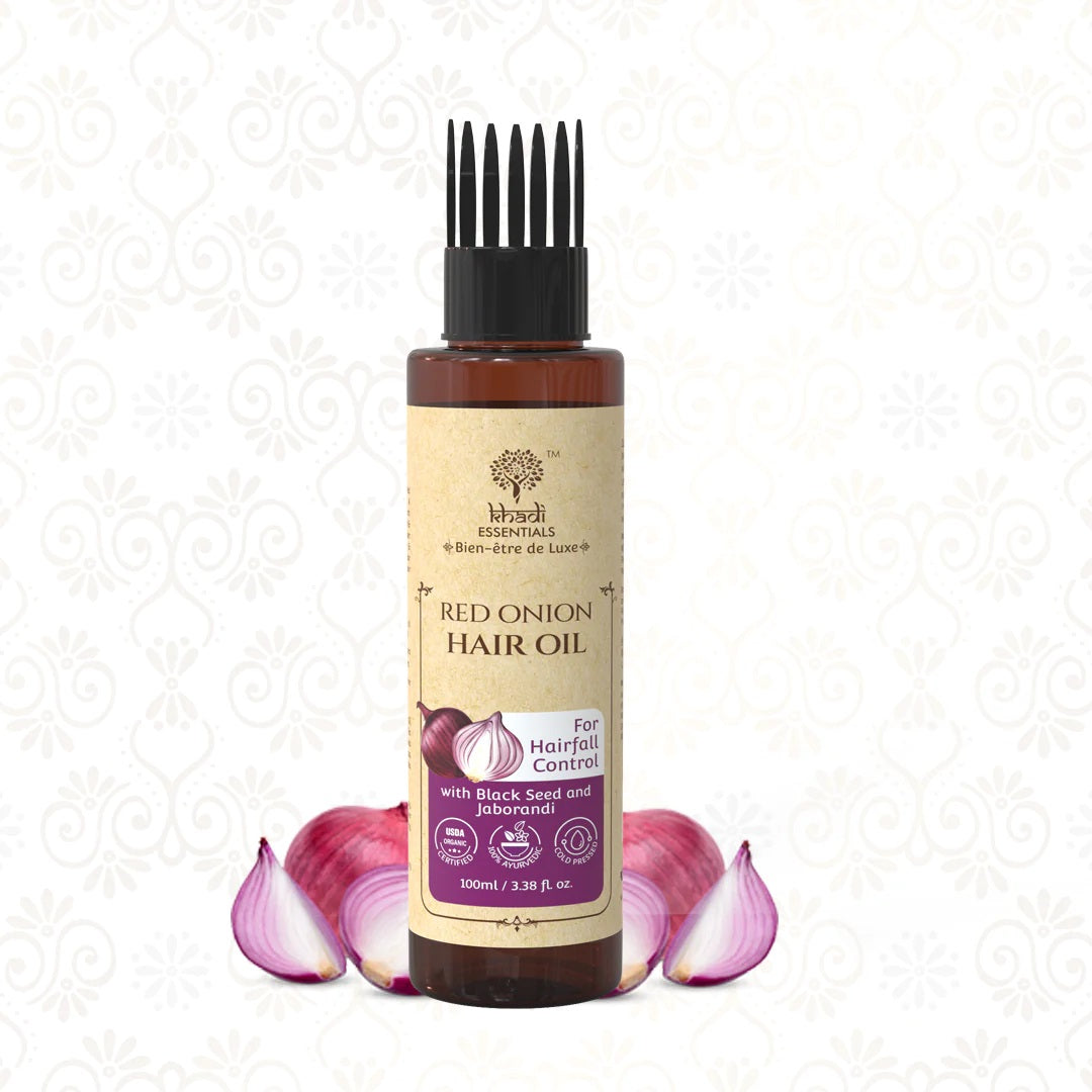 Khadi Essentials Red Onion Hair Oil for Hairfall Control (100ml)