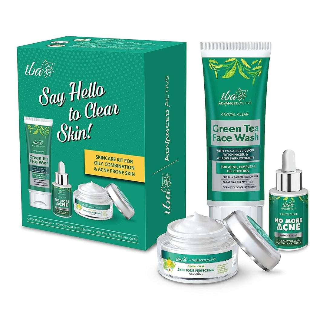Iba Say Hello to Clear Skin Kit - Green Tea and Salicylic Acid Face Wash, Serum, Moisturizer