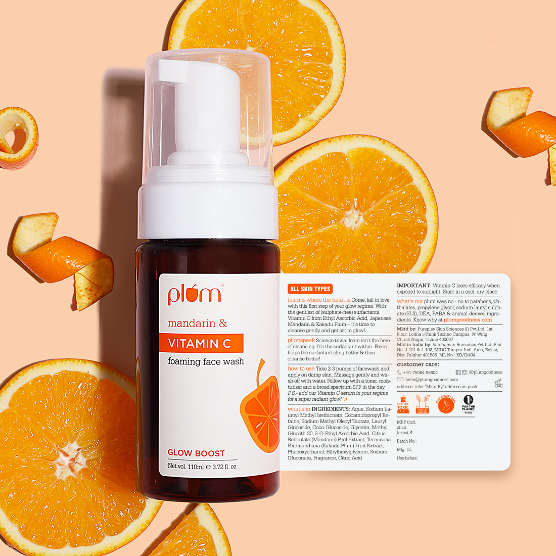 Plum Vitamin C Foaming Face Wash with Mandarin (110ml)