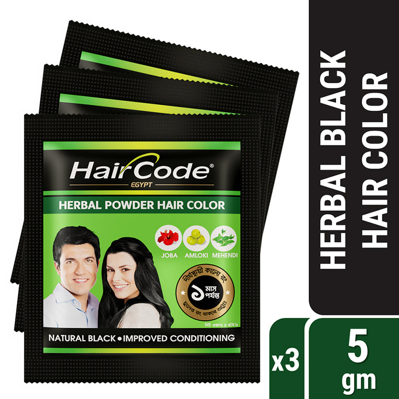 HairCode Egypt Herbal Hair Color (Black) (5g X 3)