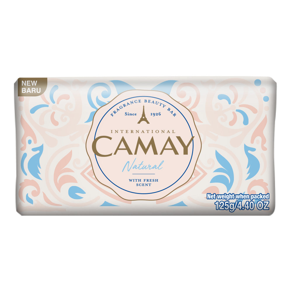 Camay Beauty Bar Soap Natural Fresh Scent with Cedarwood &amp; Bergamot 125gm
