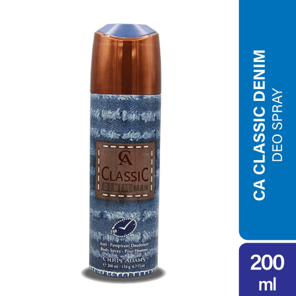 Chris Adams Deodorant Body Spray Classic Denim For Men (200ml)