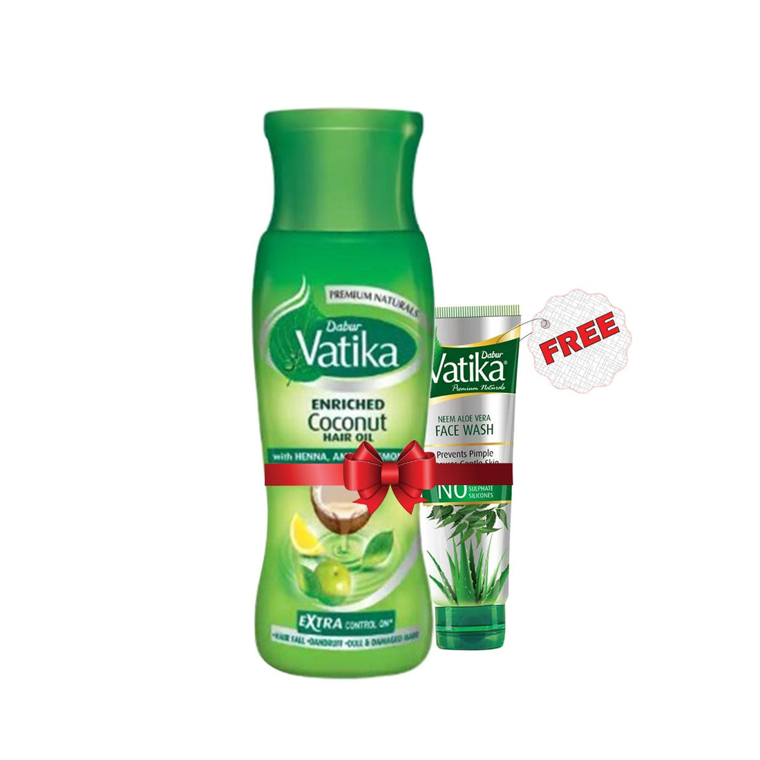 Dabur Vatika Enriched Coconut Hair Oil - 300ml (Free Vatika Facewash 50ml)