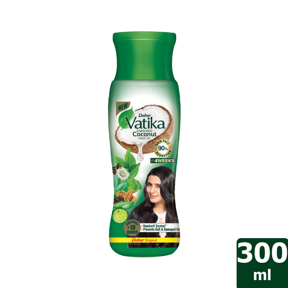 Dabur Vatika Enriched Coconut Hair Oil - 300ml (Free Vatika Facewash 50ml)