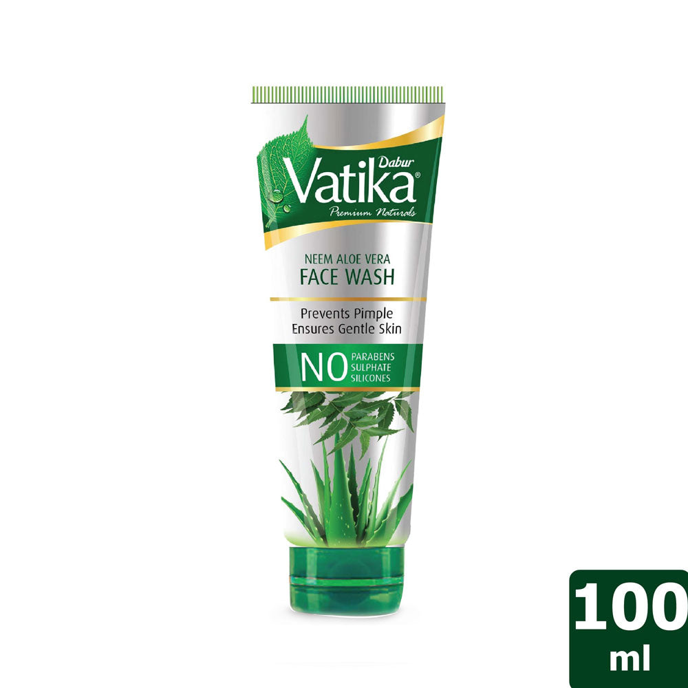 Dabur Vatika Neem Aloe Vera Face Wash - 100ml (Free Vatika Hair Oil 75 ml)