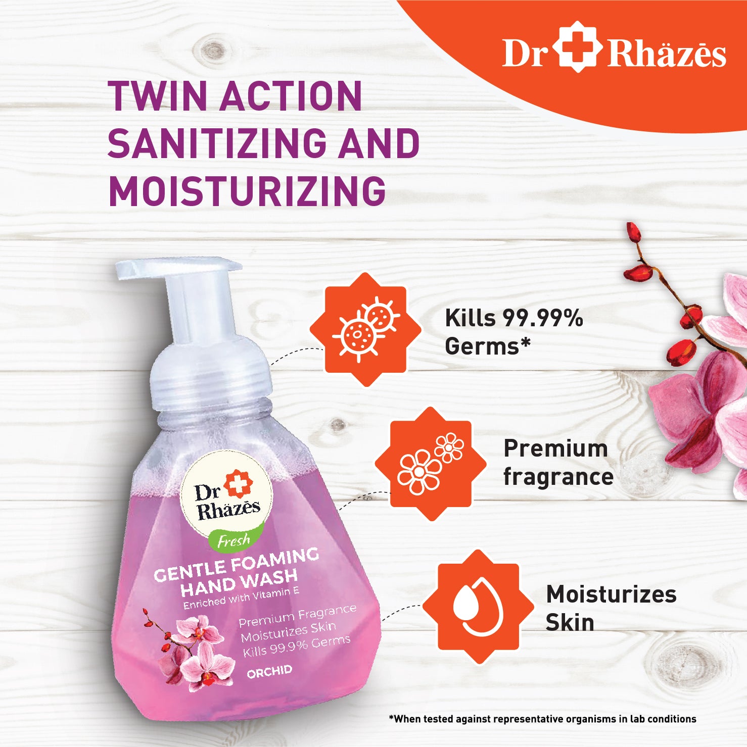 Dr Rhazes Gentle Foaming Hand Wash Bottle (300ml) - Orchid